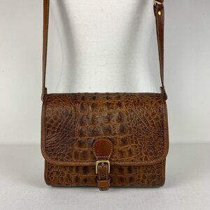 Brahmin Vintage Crocodile-Embossed Brown Crossbody Purse - Chic & Timeless Elega